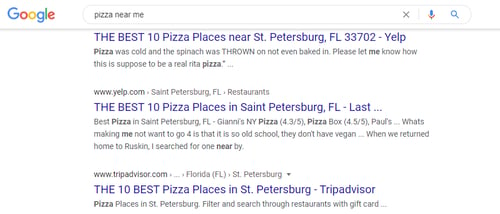 Google search image of pizza places near by