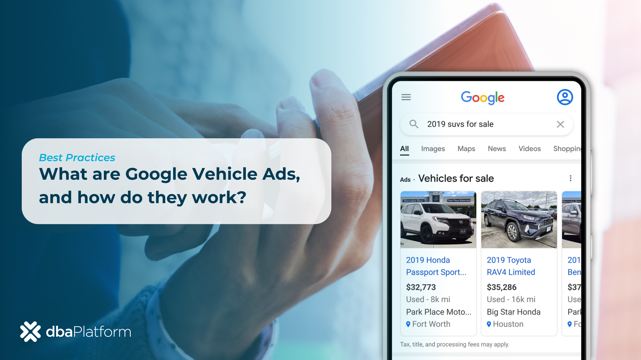 Vehicle Ads on Google powered by dbaPlatform.